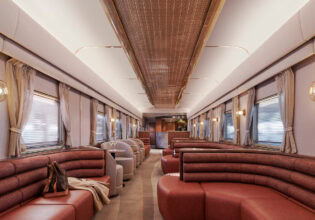 Guest lounge of the new Gold Premium Class on The Ghan
