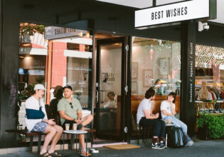 people sitting outside Best Wishes cafe in Fremantle