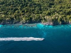Aerial view of jet on Christmas Island