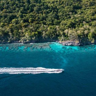 Aerial view of jet on Christmas Island