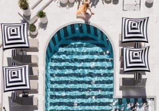 an overhead shot of the pool at QT Gold Coast