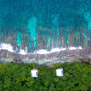 Aerial footage of Swell Lodge.