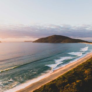 an aerial view of Bennetts Beach, Hawks Nest