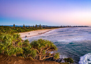scenic coastal views from Fingal Head at sunrise