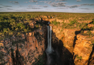 an aerial view of Jim Jim Falls
