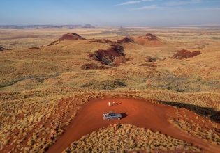 an aerial view of a car parked at Millstream Chichester National Park
