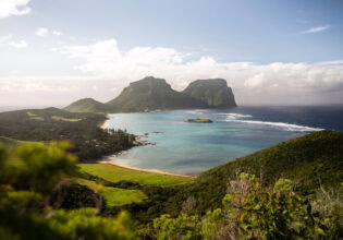 coastal views across Mount Lidgbird and Mount Gower, Lord Howe Island