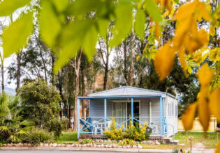 a self-contained cabin at Mudgee Riverside Park