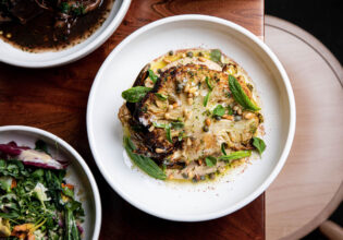 a table-top view of dishes at Ates in Blackheath Blue Mountains