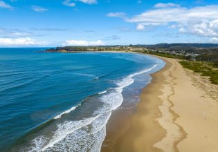 an aerial view of Corrigans Beach