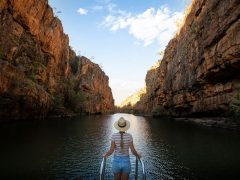 a woman on a cruise in Nitmuluk Katherine Gorge
