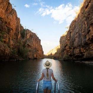 a woman on a cruise in Nitmuluk Katherine Gorge