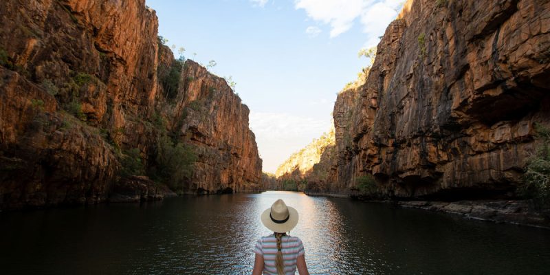 a woman on a cruise in Nitmuluk Katherine Gorge