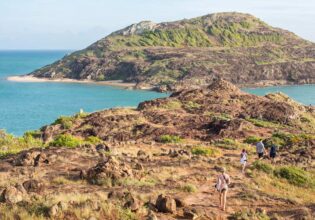 People walking to the northernmost tip of Australia in Cape York