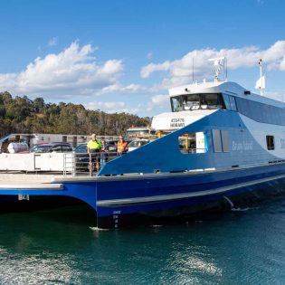 a SeaLink ferry navigating the calm waters of Bruny Island