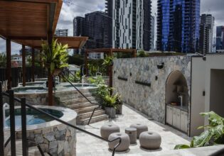 The rooftop at Soak Bathhouse in Brisbane