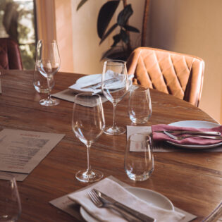 A dining table set in Tempus in the Blue Mountains