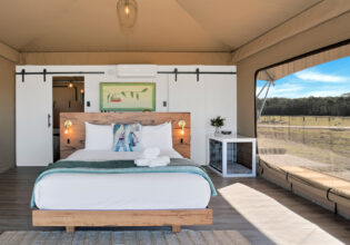 Inside the Beltree glamping tent in the Hunter Valley