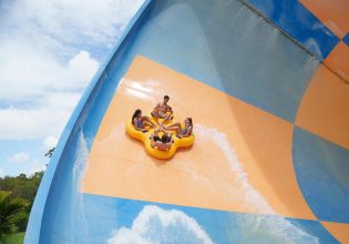 visitors trying out a water attraction in Wet 'n' Wild Gold Coast