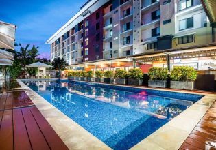 a huge swimming pool at Novotel Darwin