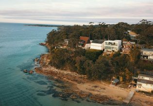 View of The Periscope House in Bundeena and its private beach